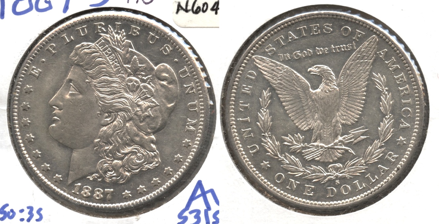 1887-S Morgan Silver Dollar AU-50 #d