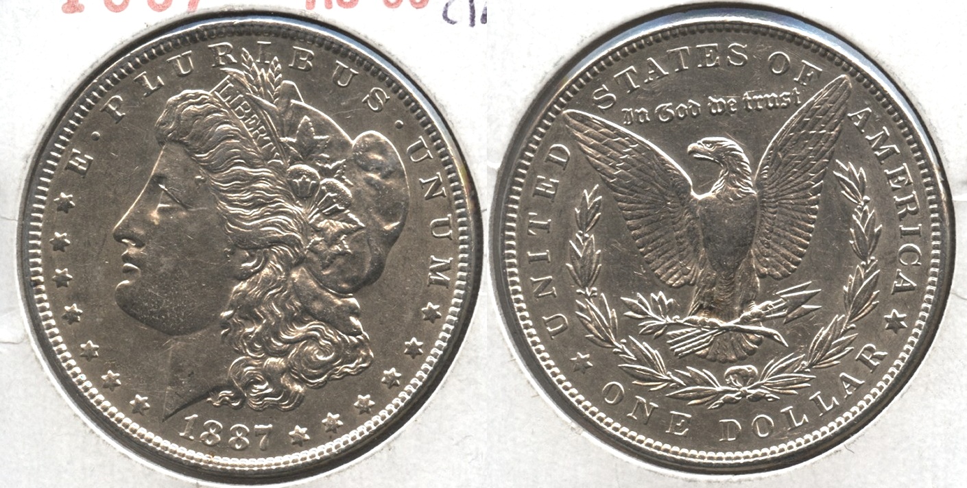 1887 Morgan Silver Dollar AU-50 #t Cleaned