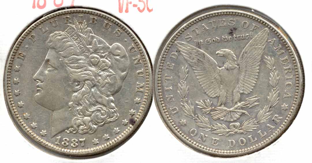 1887 Morgan Silver Dollar VF-30 f