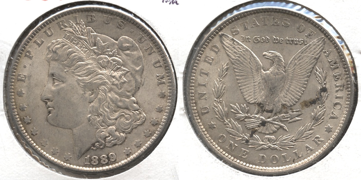 1889 Morgan Silver Dollar AU-50 #aw Reverse Matter
