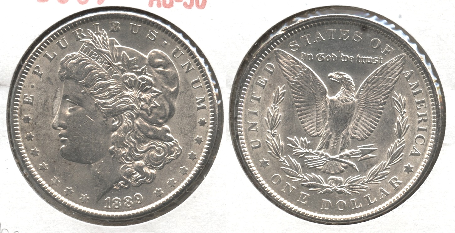 The 1889 Morgan Silver Dollar AU-50 #ba