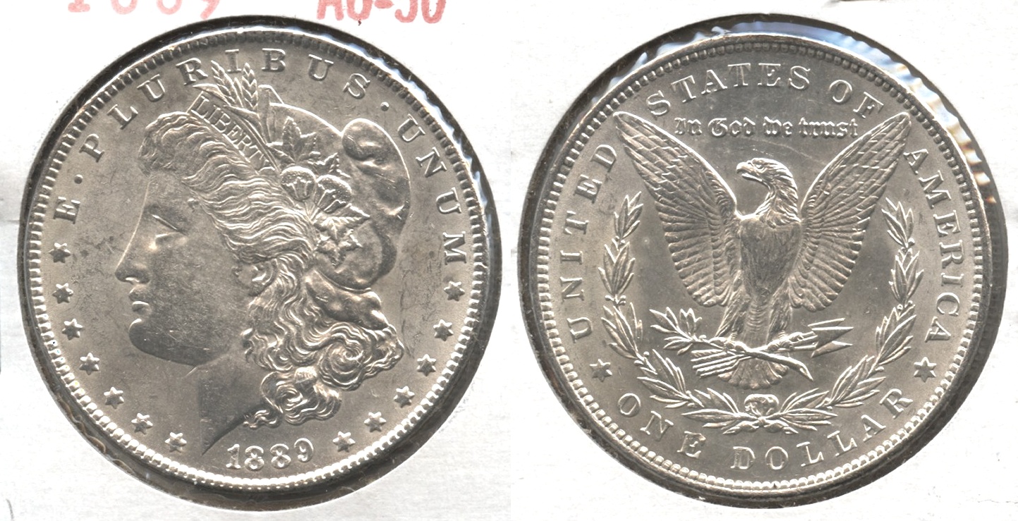 The 1889 Morgan Silver Dollar AU-50 #bb