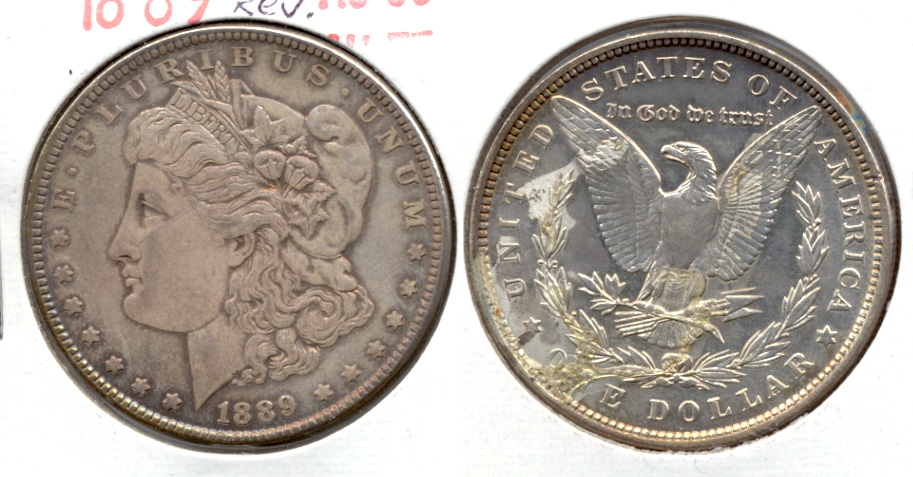 1889 Morgan Silver Dollar AU-50 k Cleaned Reverse