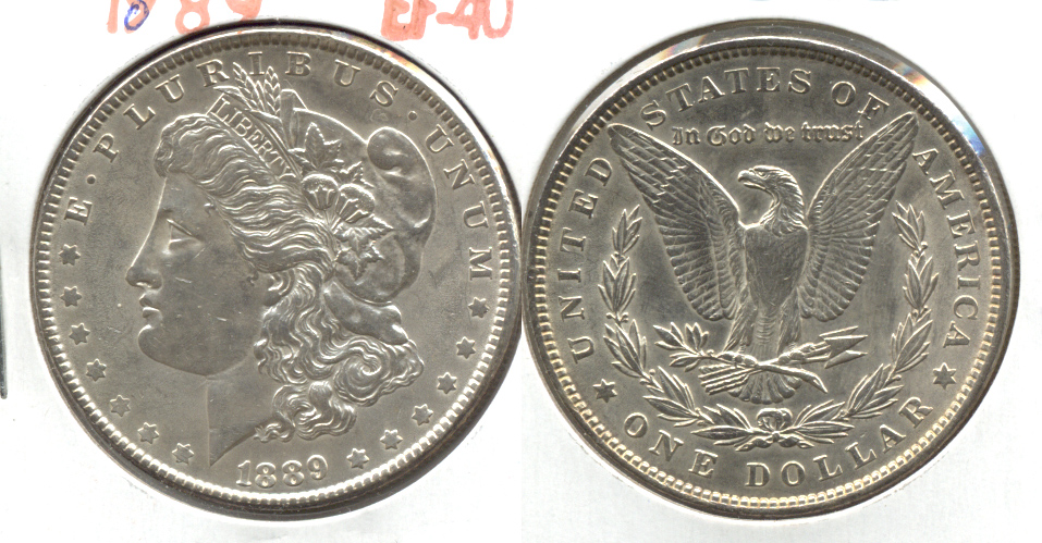 1889 Morgan Silver Dollar AU-50 n Cleaned