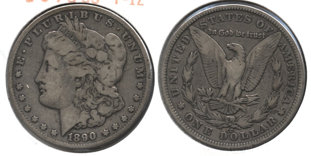 1890-CC Morgan Silver Dollar Fine-12 a