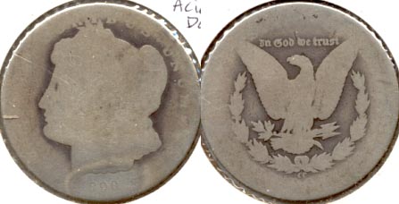 1890-CC Morgan Silver Dollar Fair-2 Acid Date