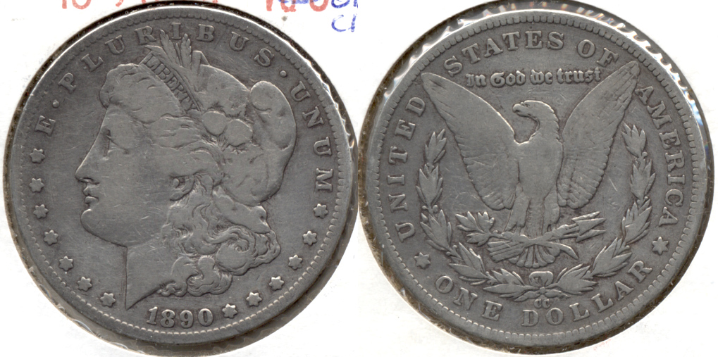 1890-CC Morgan Silver Dollar G-6 Old Cleaning