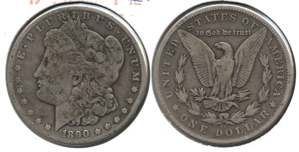 1890-CC Morgan Silver Dollar VG-8 #b