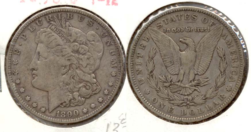 1890-O Morgan Silver Dollar Fine-12 a