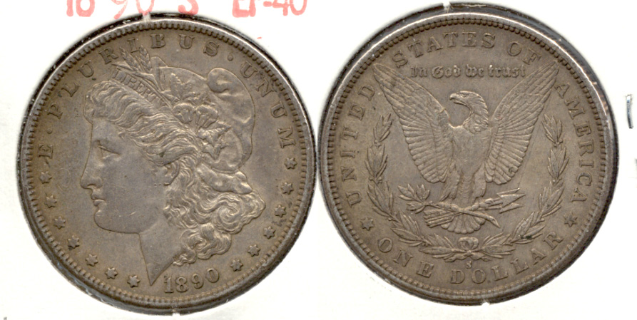 1890-S Morgan Silver Dollar EF-40 d