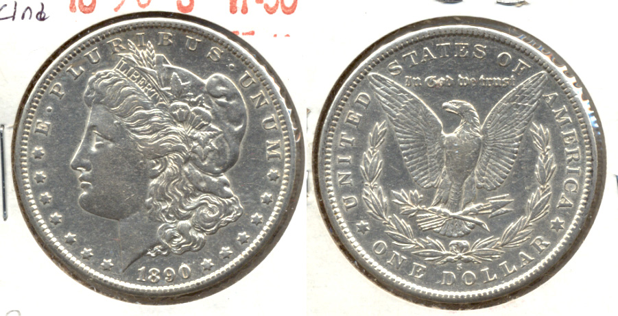 1890-S Morgan Silver Dollar EF-40 e Cleaned
