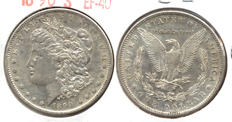 1890-S Morgan Silver Dollar EF-40 g