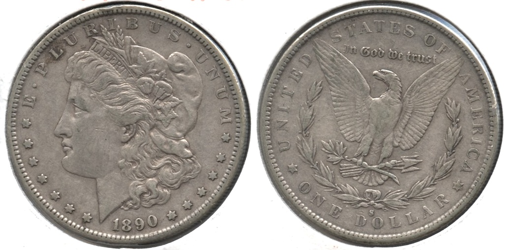 1890-S Morgan Silver Dollar VF-30 f