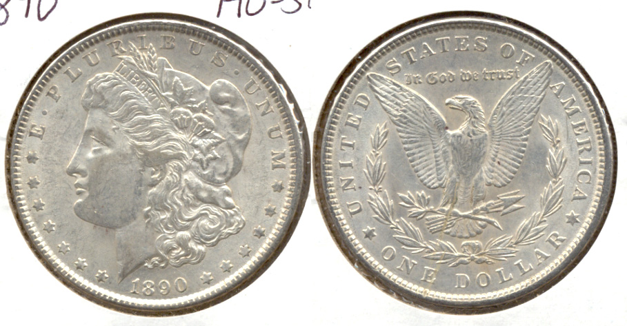 1890 Morgan Silver Dollar AU-50 b