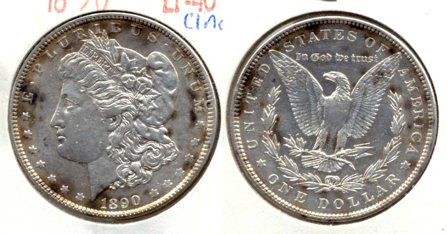1890 Morgan Silver Dollar EF-40 c Cleaned