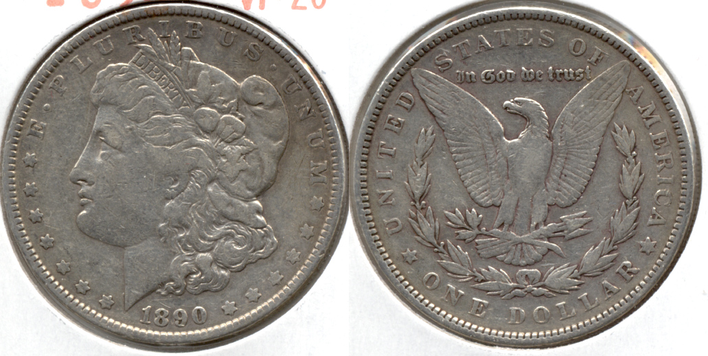 1890 Morgan Silver Dollar VF-20 b