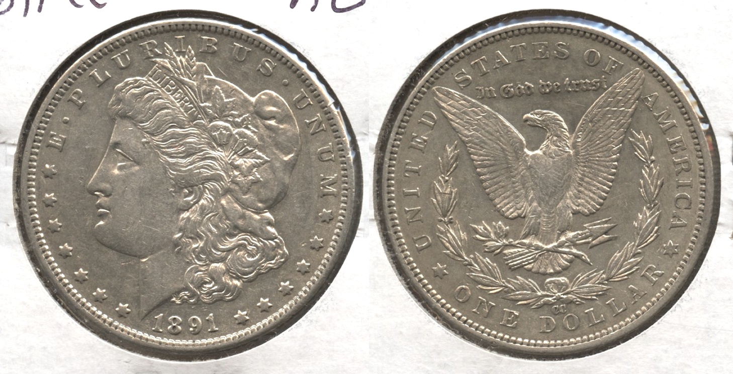 1891-CC Morgan Silver Dollar AU-50