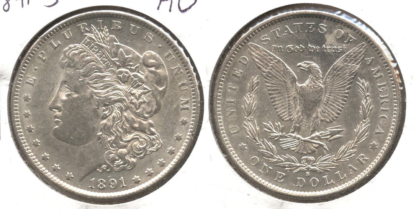 1891-S Morgan Silver Dollar AU-50