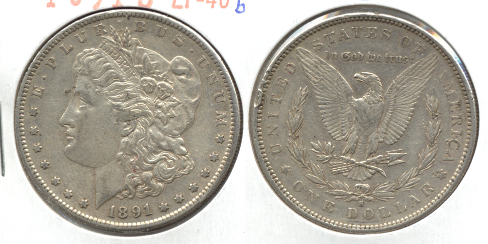 1891-S Morgan Silver Dollar EF-40 c Rim Bump