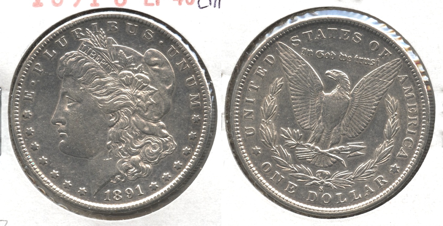 1891-S Morgan Silver Dollar EF-40 #p Cleaned
