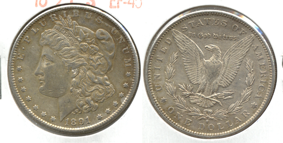 1891-S Morgan Silver Dollar EF-45 a