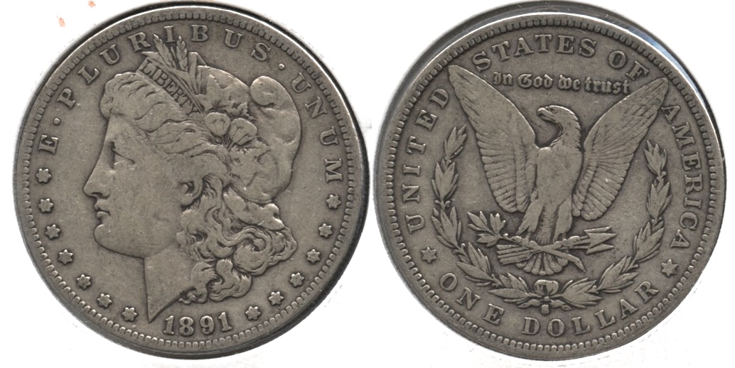 1891-S Morgan Silver Dollar Fine-12 a