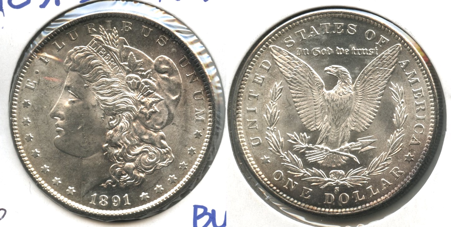 1891-S Morgan Silver Dollar MS-60 #b