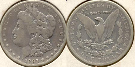 1893-CC Morgan Silver Dollar VG-8