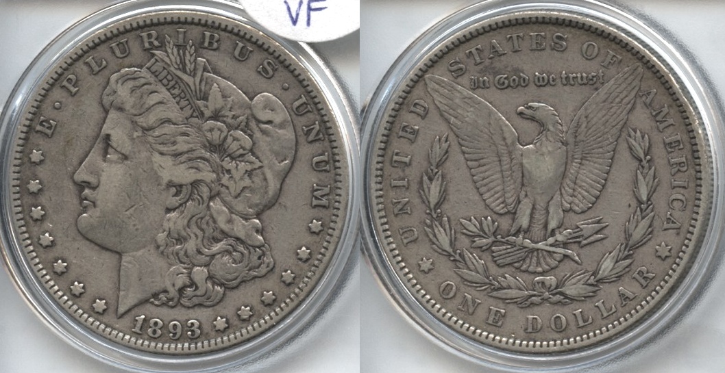 1893 Morgan Silver Dollar VF-20 VAM-4 Doubled Stars Doubled Die Reverse