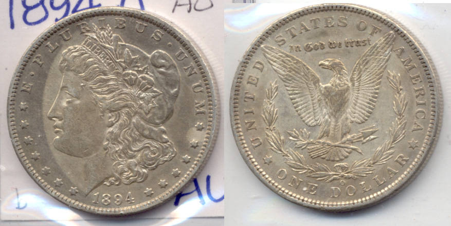 1894-O Morgan Silver Dollar AU-50 b