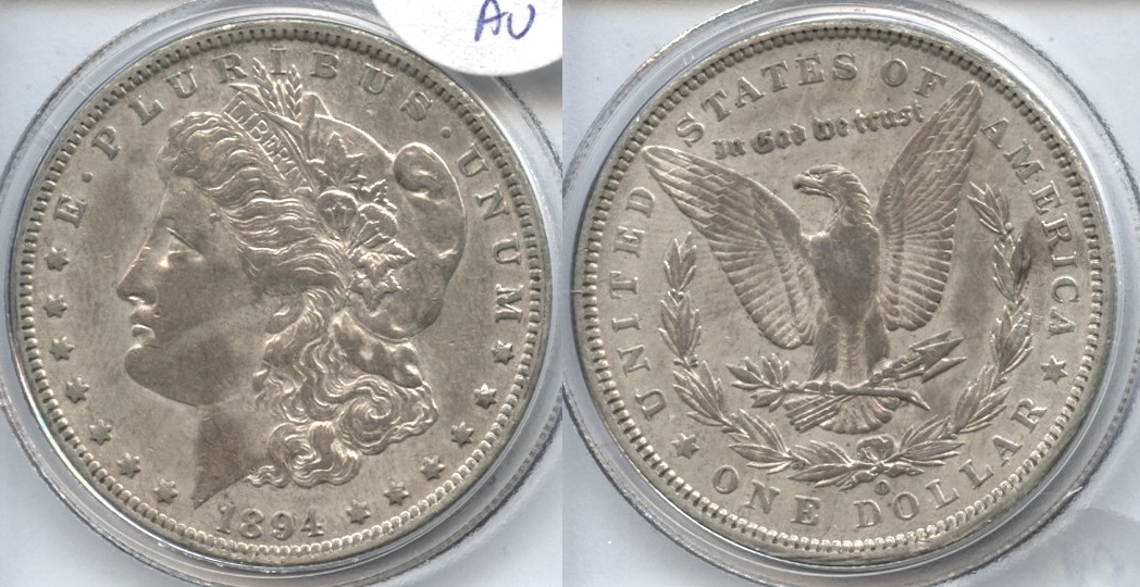 1894-O Morgan Silver Dollar AU-50 #f VAM-2, O Tilted Right