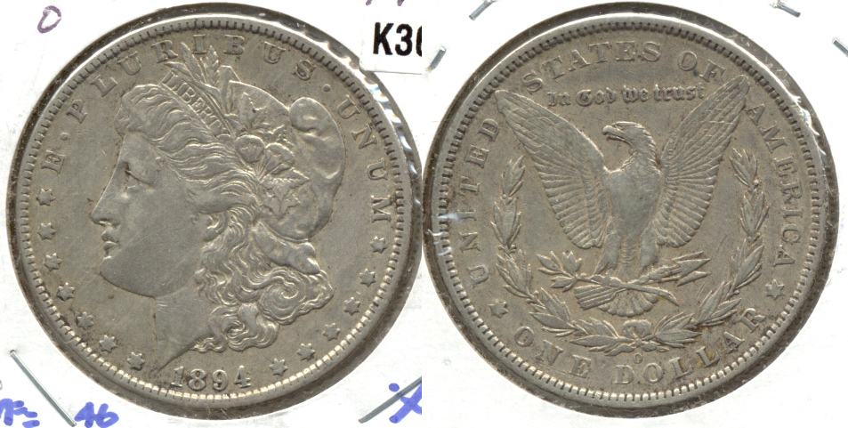 1894-O Morgan Silver Dollar EF-40 b Old Cleaning