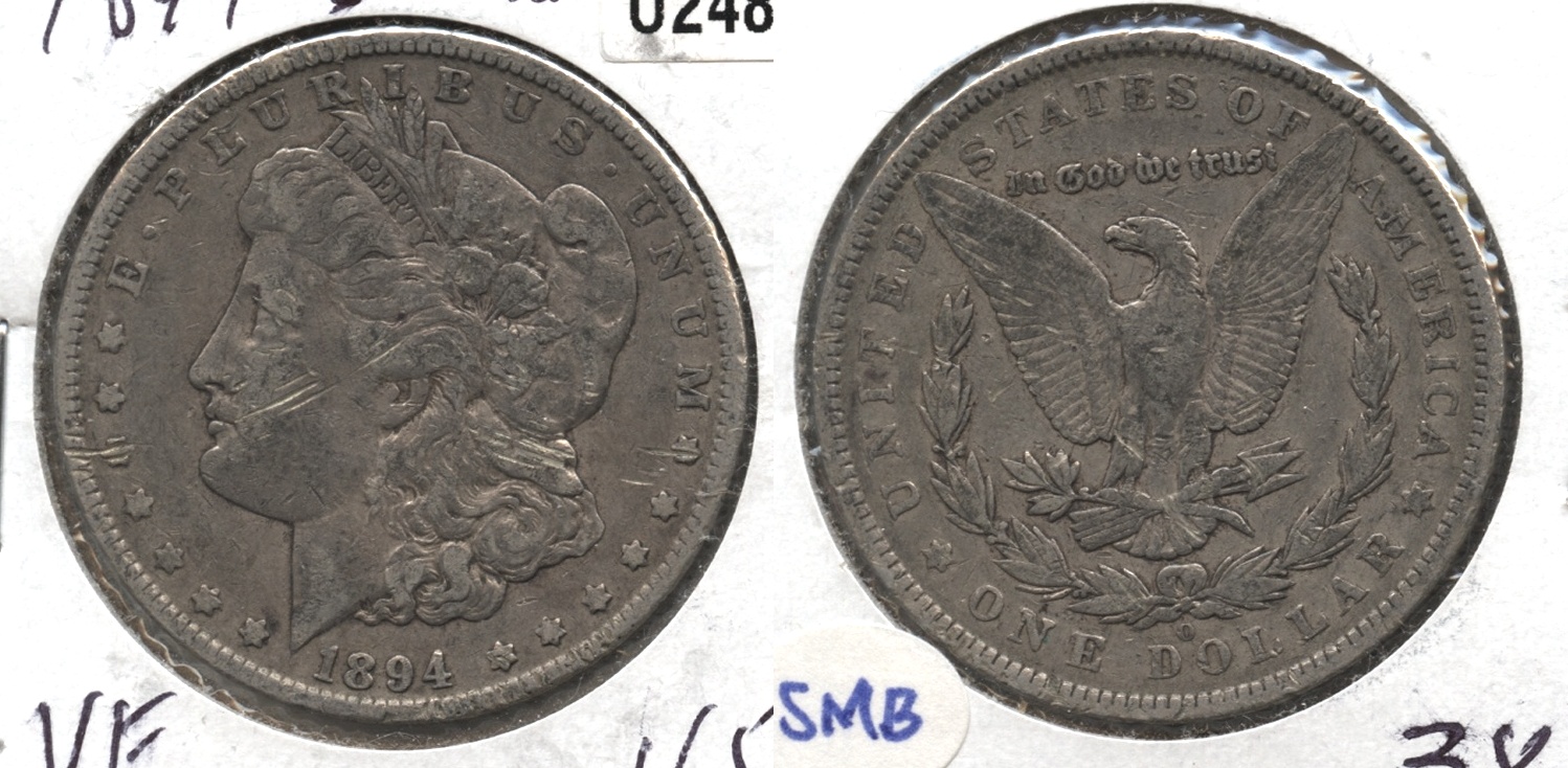 1894-O Morgan Silver Dollar VF-20 #i Obverse Scratch