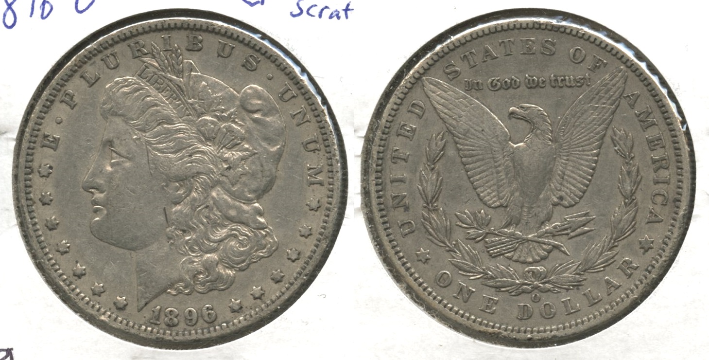 1896-O Morgan Silver Dollar EF-40 #g Obverse Scratch