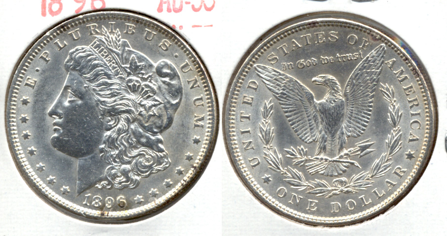 1896 Morgan Silver Dollar AU-50 m Cleaned