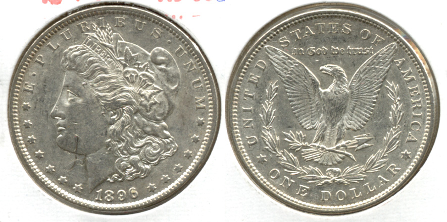 1896 Morgan Silver Dollar AU-50 q Obverse Scratch