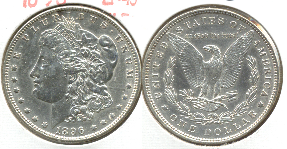 1896 Morgan Silver Dollar AU-50 u Cleaned