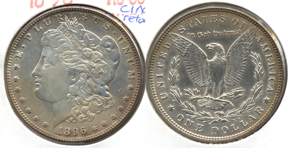 1896 Morgan Silver Dollar AU-50 x Cleaned Retoned