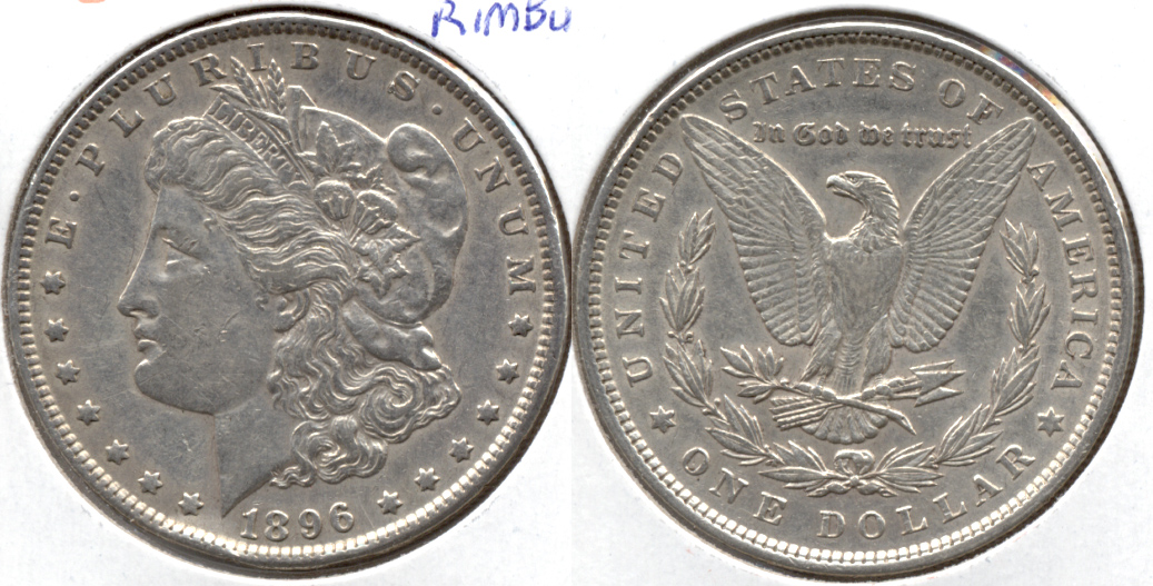 1896 Morgan Silver Dollar EF-40 ae Rim Bump