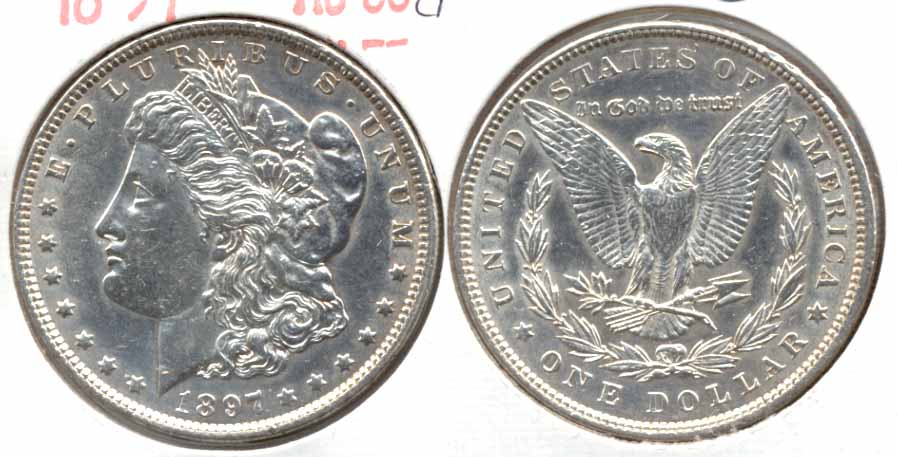 1897 Morgan Silver Dollar AU-50 c Cleaned