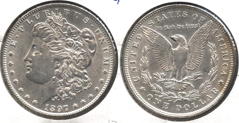 1897 Morgan Silver Dollar AU-55 b Reverse Spot