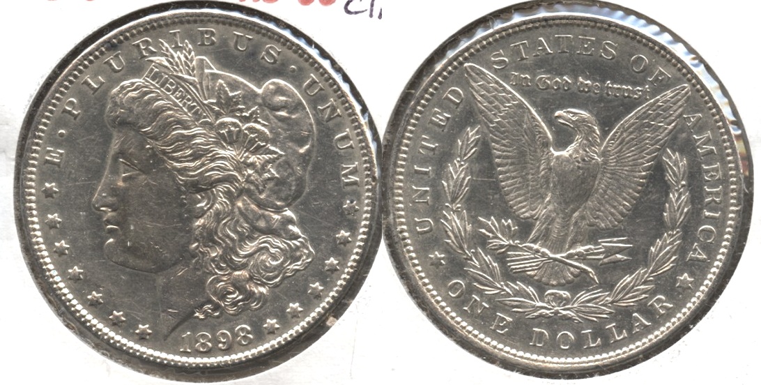 1898 Morgan Silver Dollar AU-50 #o Light Cleaning