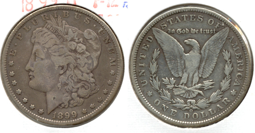 1899-O Morgan Silver Dollar Fine-12 d Cleaned Retoned
