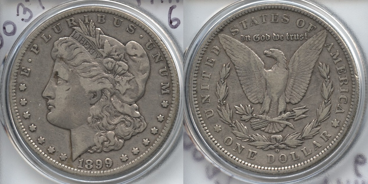 1899-O Morgan Silver Dollar VF-20 #m VAM-6 Micro O Top-100