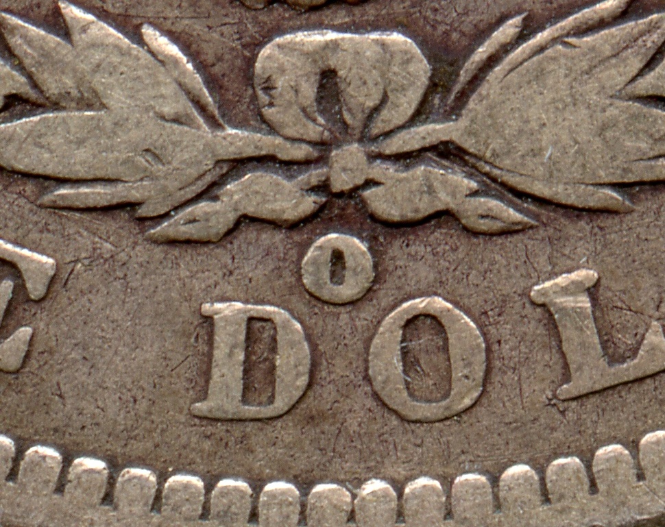 1900-O Morgan Silver Dollar VG-8 #e O over CC close up