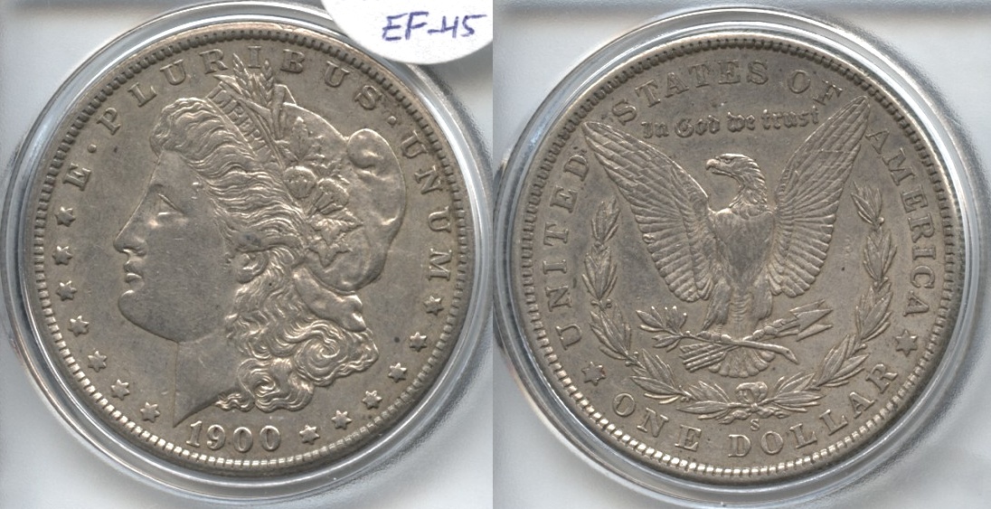 1900-S Morgan Silver Dollar EF-45 VAM-17, Near Date, S/S Right
