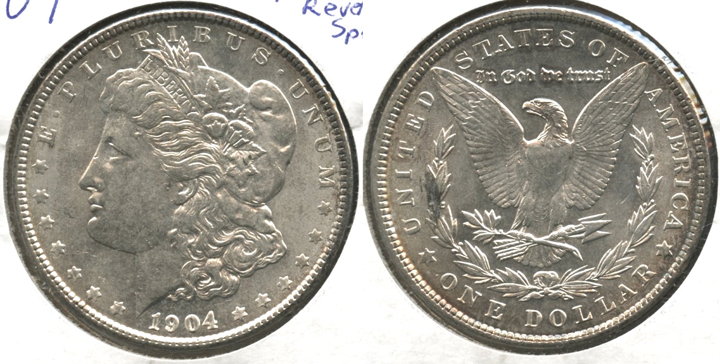 1904 Morgan Silver Dollar AU-58 Reverse Spot