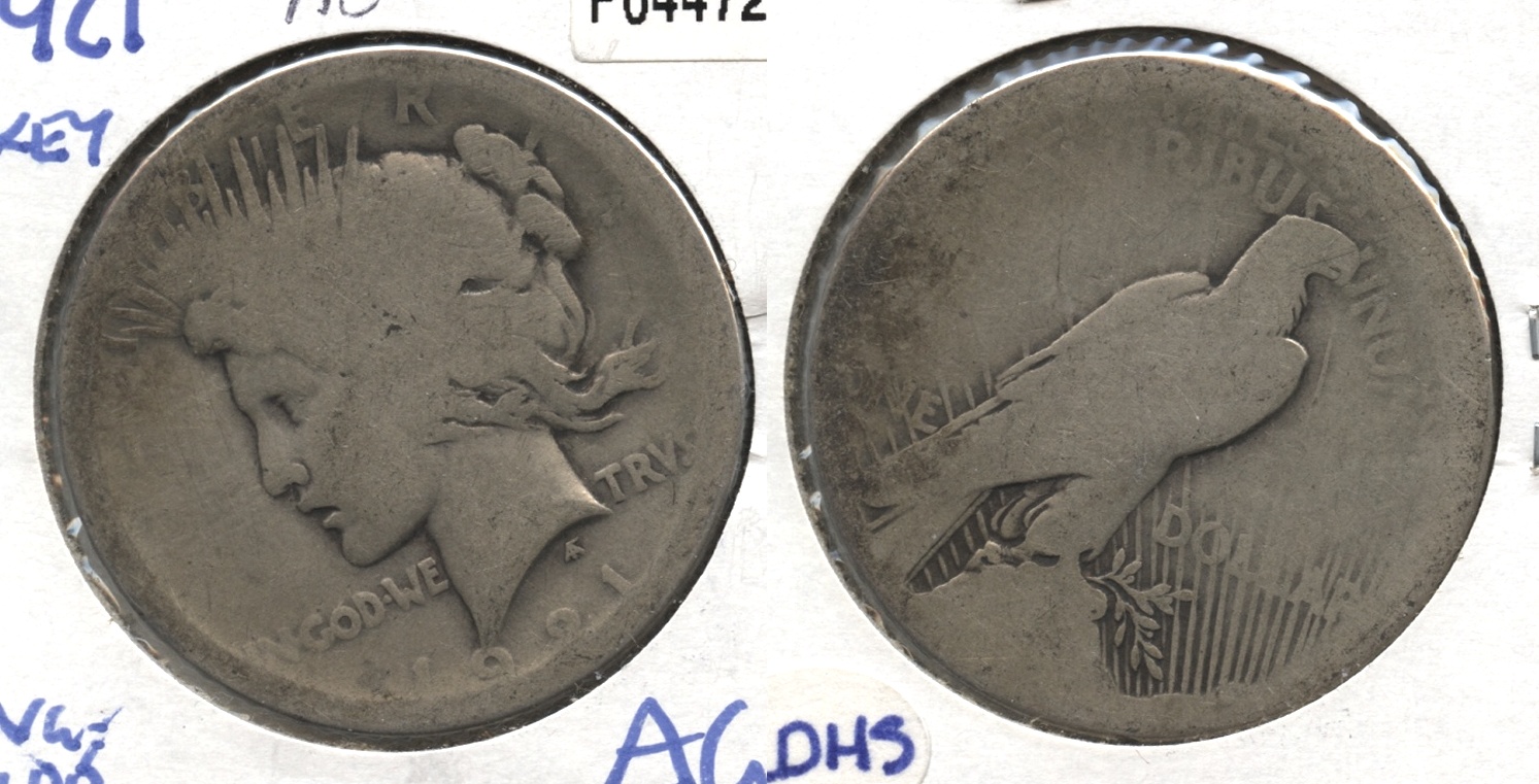 1921 Peace Silver Dollar AG-3 #a