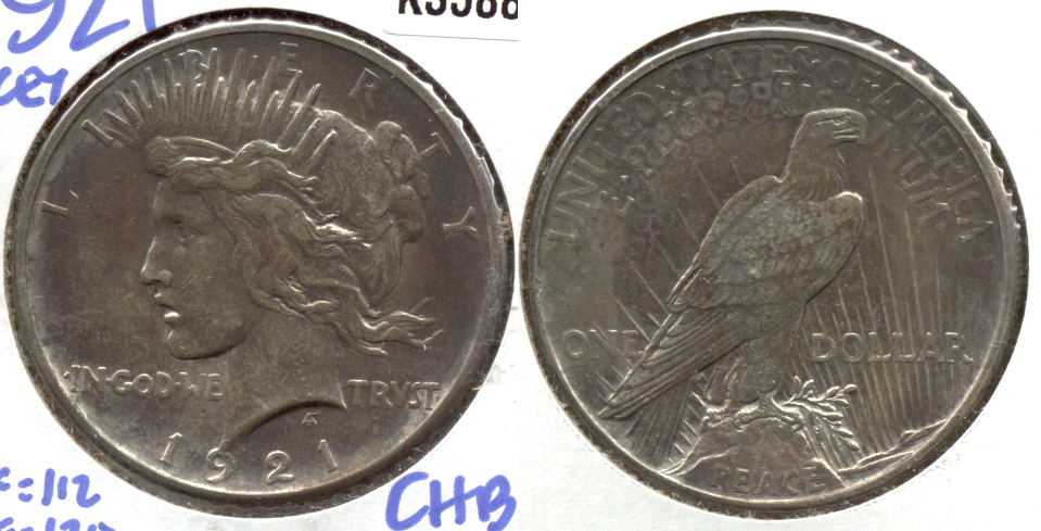 1921 Peace Silver Dollar AU-50 #a Reverse Lamination