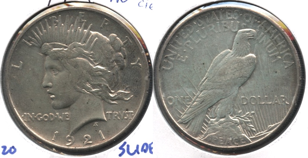 1921 Peace Silver Dollar AU-50 #b Light Cleaning